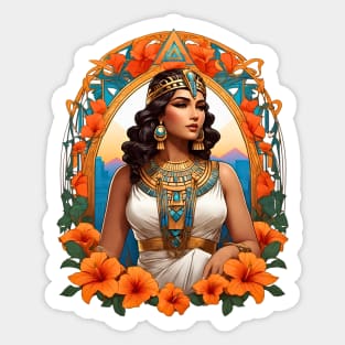 Cleopatra Queen of Egypt retro vintage floral design Sticker